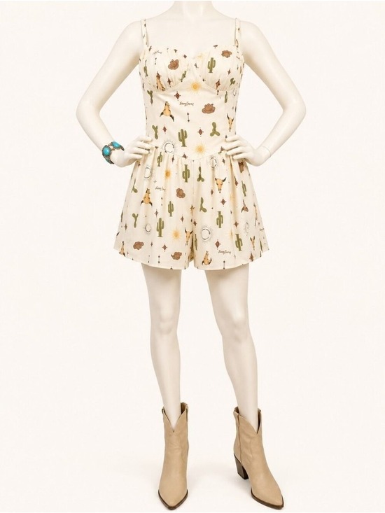 Lumiere Pants - Western Desert Print Romper Lumiere NWT Medium Cactus Festival Stampede